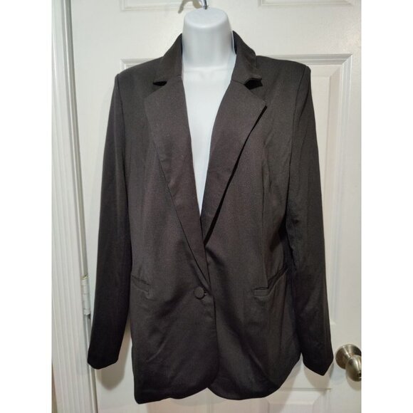 Unique 21 Womens' One-Button Boyfriend Black Suit Jacket Blazer Sz 12 NWOT - Picture 2 of 9
